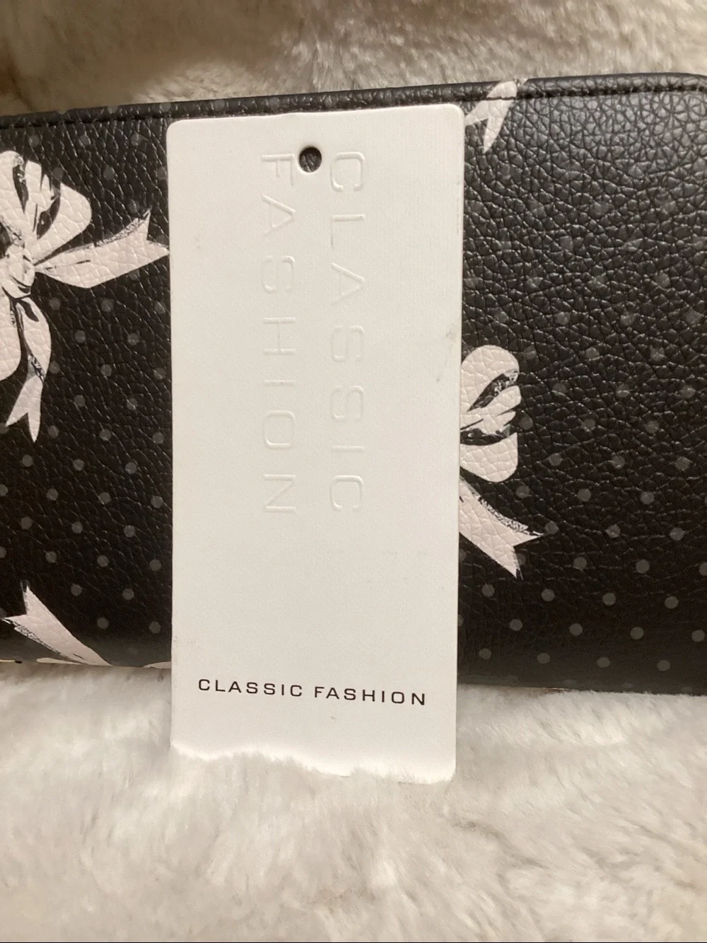 Classic Fashion Black Wallet with Pink Bow Print Zip-Around - Women